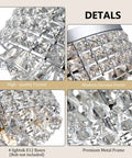 Detail view of Four Light Crystal Chandelier with Modern Drum Ceiling Light featuring chrome metal frame and K9 crystals