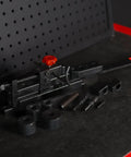 Mini Rod Bender Tool For Metalwork Universal Bending Machine for wire tubing, flat stock, coils, hooks, and clamps on a workbench.