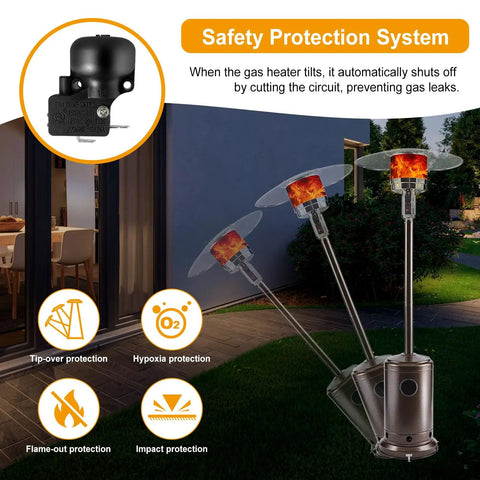 Safety system showing tilt switch function for Thermocouple And Tilt Switch Patio Heater Repair Kit For Propane Gas Heaters Replacement