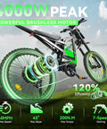 Heavy Duty Adult Electric Dirt Bike With Full Suspension Fat Tires And Hydraulic Brakes Badass 4000W Motor side view showing powerful motor and fat tires