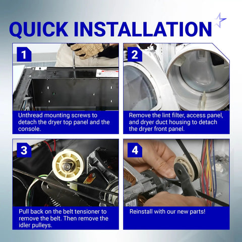 Guide for installing Must Have Dryer Drum Belt And Idler Pulley Kit With Bracket For Whirlpool Maytag Kenmore Dryers WED9200SQ0.