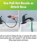 Pull-Out Laundry Faucet With Single Handle, 4.0 GPM Flow, Deckplate Included, Matte Black Finish with hose attachment option