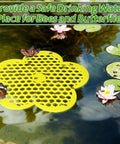 Floating Bee Island Kit For Garden And Pool 4 Pack, 8.66 Inch EVA Foam Bee Watering Station with flower float in pond.