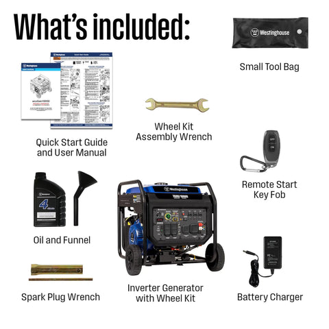 What's included with the 10000 Peak Watt Portable Gas Generator With Remote Electric Start And Transfer Switch Ready Build.