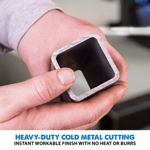 Square hollow metal tube held in hands, showing a clean cut edge.