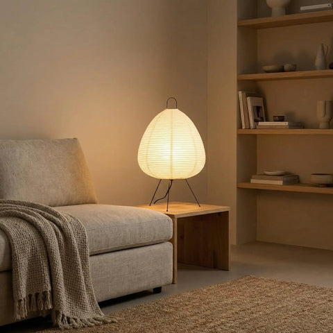 Noguchi Inspired Rice Paper Lamp Dimmable Japanese Paper Lantern For Cozy Japandi Vibe With Soothing Ambient Glow Washi Shade And Handcrafted Craftsmanship Perfect For Living Room Or Bedroom