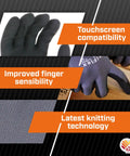 Grippy Foam Nitrile Palm Coated Work Gloves With Knit Wrist For Dirt And Debris Protection, Great Oil Grip, Gray Large Size