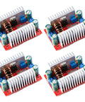 Kickass Four Pack Of 400 Watt Step Up Boost Converter Modules With Wide Adjustable Output Range and Heavy Duty 15 Amp Constant Current Regulation For Automotive And Tech Projects, compact circuit boards