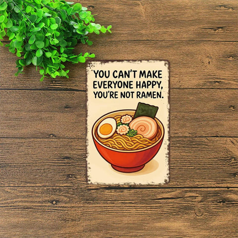 Dope Ramen Food Art Metal Sign 8x12 Tin Wall Decor For Kitchen Office Garage Or Home Aluminum Plaque With Rustic Vintage Vibe And Easy Mounting Holes In Any Room on wooden background with green plant