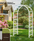 Heavy Duty PVC Garden Arbor Arch For Plant Climbing, 94 Inch Tall Backdrop Stand With Wide Entryway in garden setting