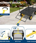 Workhorse 1500 Lb Folding Garden Wagon Cart displayed on patio, showing anti-slip handle, all-terrain wheels, and mesh sides.