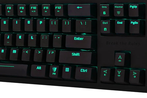 Premium Red Mechanical Gaming Keyboard Displaying Bold Per Key Full RGB Color Backlight And Responsive Keys for gaming.
