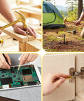 Image showcasing the versatile use of Six In One Mini Hammer And Screwdriver Set Portable Multitool for various tasks.