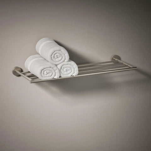 Elate Hotelier Brushed Nickel Bathroom Accessory with premium metal construction, modern design, towel holder installed on wall
