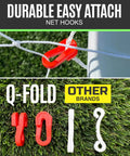 Q Fold Soccer Goal Easy Setup Backyard All Weather 72 By 48 By 24 Inches Includes Net And Ground Pegs net hooks comparison