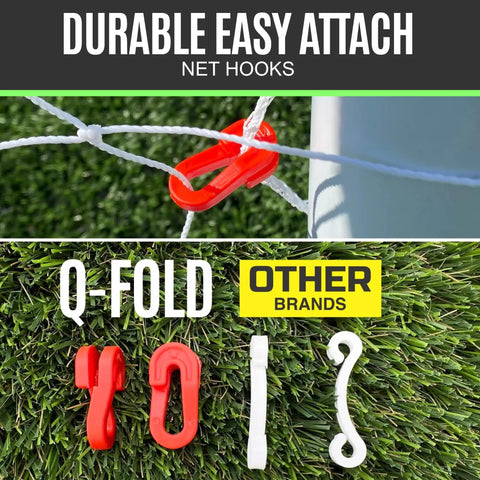 Q Fold Soccer Goal Easy Setup Backyard All Weather 72 By 48 By 24 Inches Includes Net And Ground Pegs net hooks comparison