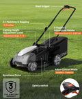 18-Inch 40V Brushless Cordless Lawn Mower For Yards, Lightweight Battery Powered With 6-Position Height Adjustment, Quiet Low-Vibration Design, Includes 2x 5.0Ah Batteries, Yard-Ready Power. Black 43cm mower with adjustable handle and safety switch