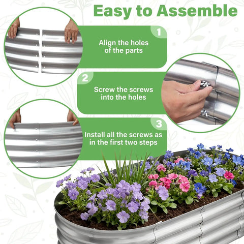 Assembly process for Backyard Ready Galvanized Raised Garden Bed For Outdoor Use With Oval Planter Box 4 By 2 By 1 Ft Heavy Duty Kit