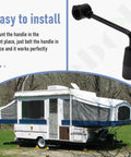 Heavy Duty 7 Inch Tarp Crank Handle Assembly Part 3008176A shown mounted on a camper trailer for easy installation.