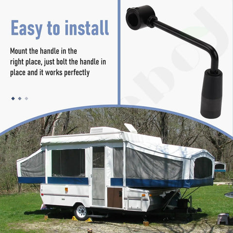 Heavy Duty 7 Inch Tarp Crank Handle Assembly Part 3008176A shown mounted on a camper trailer for easy installation.