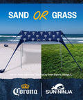 Limited Edition Corona Beach Tent Sun Shelter with Easy Pop Up Setup UPF50 Plus Sun Coverage on sand and grass