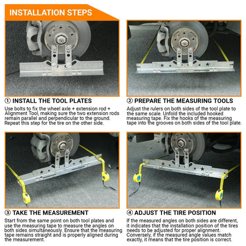 Upgraded Adjustable Toe Plates Wheel Alignment Tool Kit With Extension Rod And Measuring Tape For Quick Front End Fixes No Sweat Setup Fits Lower Chassis And Large Brake Calipers Built Tough