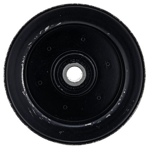 Flat Idler Pulley 2.5 Inch Outer Diameter For Troy Bilt Yard Machines Yard Man Wheel Trimmer Curb Hop 550 520 521 TBE550 Replacement Part close-up