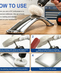 Get That Fresh Look With 16 Piece Aluminum Polishing Kit For Drills And Buffing Wheels in use on shiny metal surface.