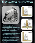 Image of No Cup Hole Needed 4 Pack Soft Close Concealed Cabinet Hinges with Installation Instructions for Overlay and Inset Doors.