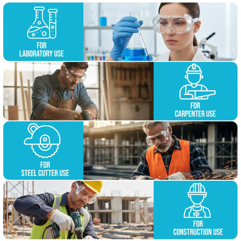 Ventilated Anti-Fog Safety Goggles Eye Protection for laboratory, carpentry, steel cutting, and construction work sites