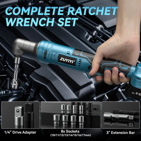 Person using Heavy Duty Cordless Ratchet Wrench Kit With 133 Ft-Lbs Torque, 21V Power, 2250 RPM, Right Angle Drive