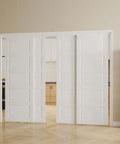 Five Panel Sliding Closet Door Kit With Track And Floor Guide No Fuss Install For 60 By 80 Inch Openings White MDF Doors
