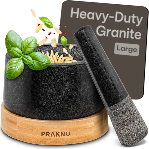 Heavy Duty Granite Mortar And Pestle Set 2 Cup Stone Grinder For Spices And Herbs With Non Slip Wooden Base Perfect For Guacamole And Salsa Pesto And Fresh Spice Blends That Crush Spices Like A Boss
