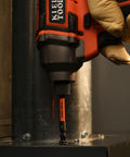 All-In-One 13-In-1 Ratcheting Screwdriver Set For Pros And DIYers with impact-ready bits in action on metal surface.