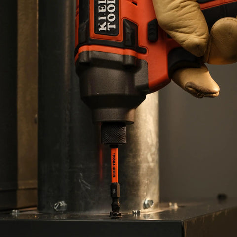 All-In-One 13-In-1 Ratcheting Screwdriver Set For Pros And DIYers with impact-ready bits in action on metal surface.