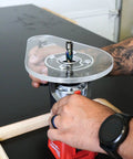 Dead Nuts Perfect Single Grip Router Base Plate For Milwaukee M18 Fuel Compact Router 2723 20 clear acrylic mounted on router.