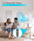 Height Adjustable Pedestal Standing Fan With Remote And Touch Control Panel 18 Inch in white, shown in family living room