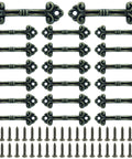 Vintage Mini Drawer Pulls 20 Piece Set With Matching Screws Antique Style Handles Displayed in Rows