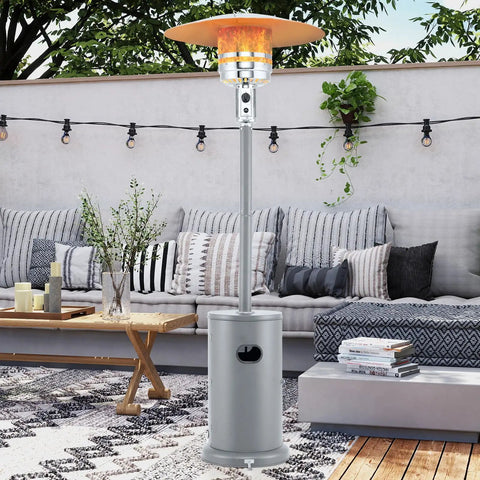 Propane Outdoor Patio Heater 50,000 BTU With Instant Heat, 360 Degree Heating Coverage, Strengthened Stainless Steel Burner, Grey
