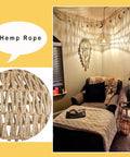 Plug In Pendant Light With Dimmable Cord Handcrafted Rattan Wicker Basket Shade Boho Farmhouse Hanging Lamp For Living Room And Kitchen Cozy Glow And Vibe Industrial Style Plug In Ceiling Light Fixture casting cozy light in living room corner with hemp rope texture detail.