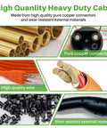 Heavy Duty 10 Foot Electric Golf Cart Charging Cable With 16A Quick Charge Three Pin Power Cord shown with components and materials.