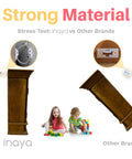12 Pack Heavy Duty Furniture Anchors for Baby Proofing and Anti Tip Wall Straps shown in stress test comparison image with children.