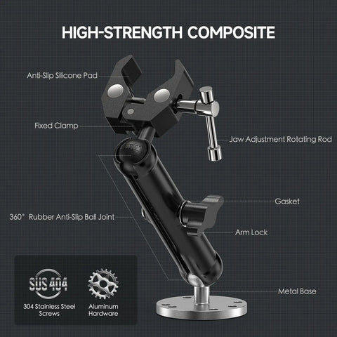Diagram of Trolling Motor Stabilizer Mount For Terrova Riptide Ulterra PowerDrive, showing parts and materials.