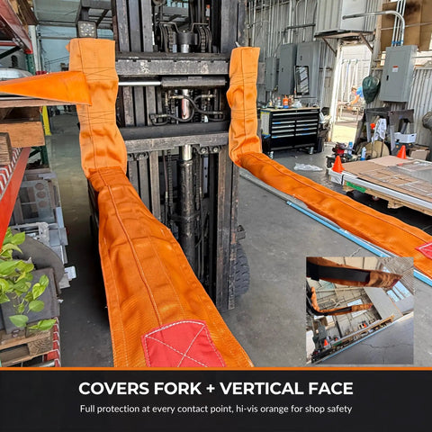 Kickass High Visibility Nylon Forklift Sleeve Delivers Top Shelf Guard For Delicate Loads While Giving A Non Slip Grip And An Easy As Pie Install On Forks Measuring Three To Six Inches Wide