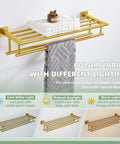 Brushed Dark Gold Stainless Steel Towel Rack With Double Bar Holder For Bathroom Wall Mount SUS 304 Durable Towel Shelf