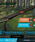 Close-up of tree-friendly straps for Two Person Double Camping Hammock With Lightweight Parachute Nylon 210T and carabiner.