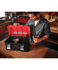 Heavy Duty 20 Inch Lockable Tool Box With Cantilever Tray Removable Cups Transparent Lid Windows And Easy Access Compartments