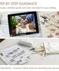 Tablet displaying pottery guide, tools in pouch; Air Dry Clay Kit For Adults With Complete Tool Set For Home Pottery Craft on table.