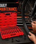 Heavy Duty 1/4 Inch Drive Impact Socket Set With 50 Pieces Sae And Metric Deep Shallow 6 Point Cr-V Bits For Auto Motorcycle Repair Plus Household Fixes red case open for bicycle wheel maintenance
