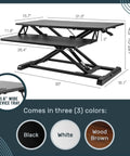 Black 32 Inch Adjustable Standing Desk Converter For Home Office Sit To Stand Desk Setup With Keyboard Tray And Dual Monitor Riser